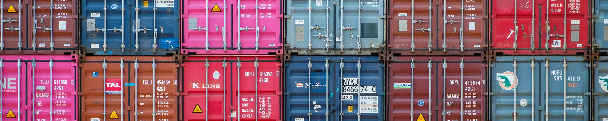 A colorful palette of shipping containers
