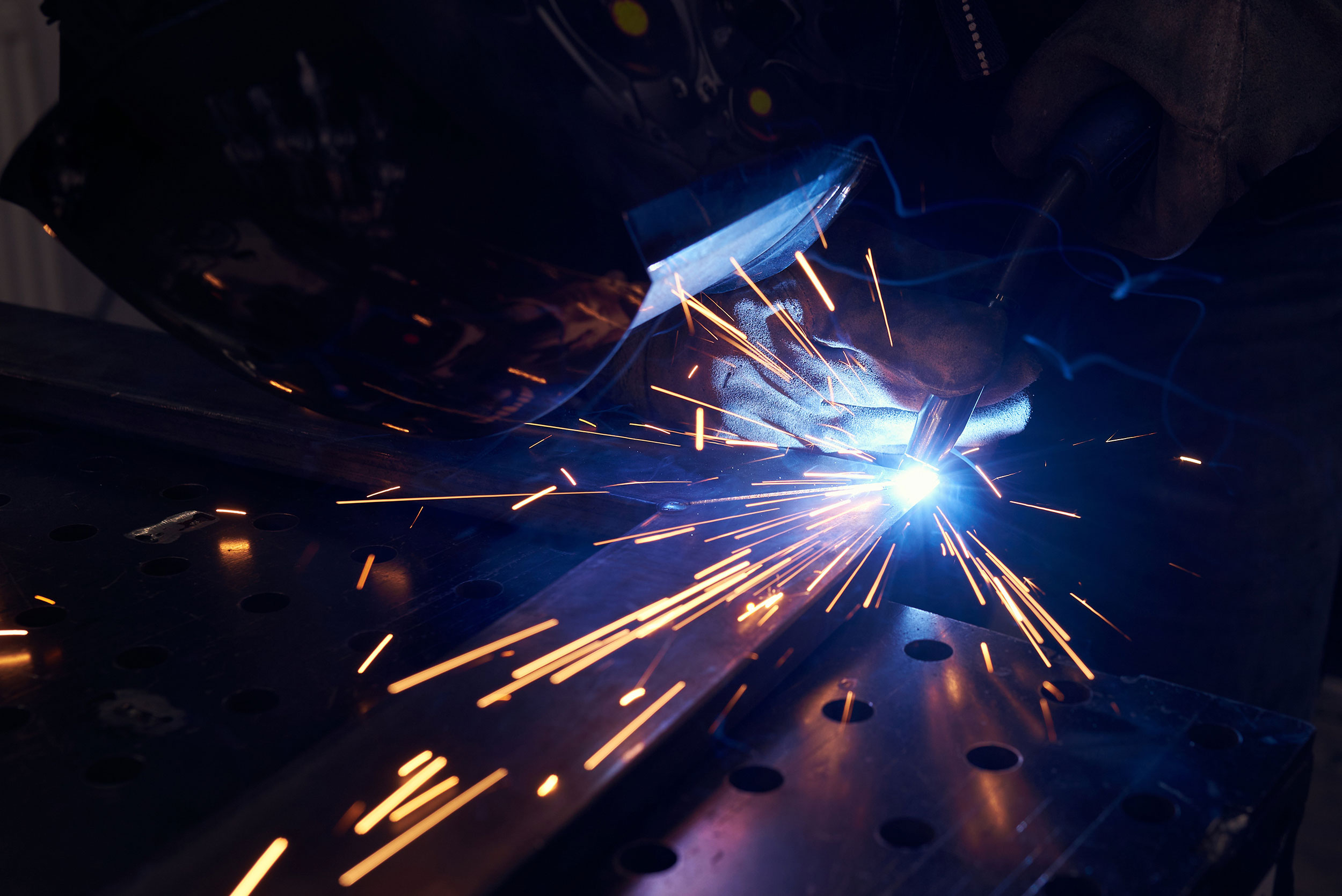 An arc welder at work