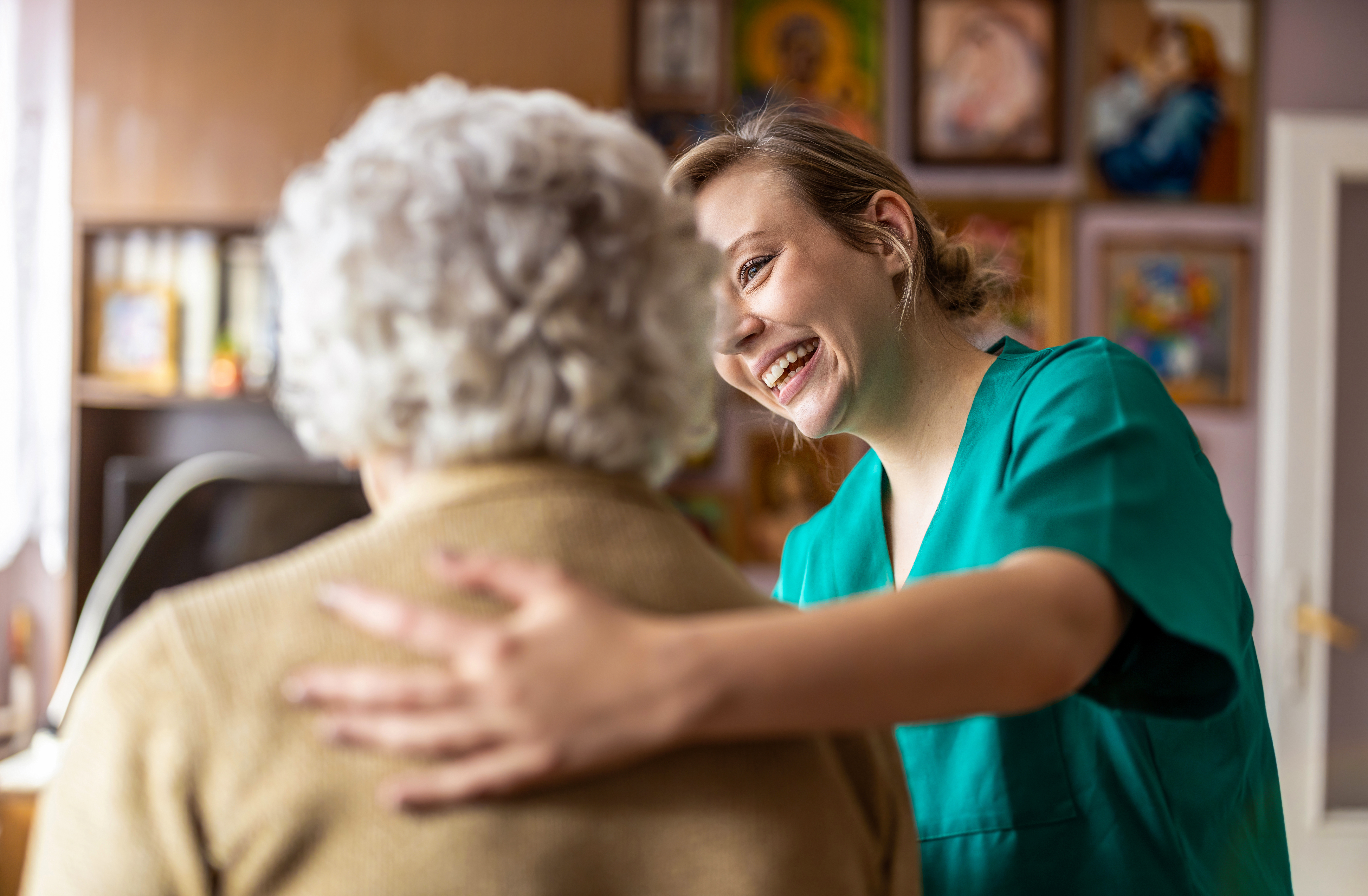 Nurse helping elderly Lady